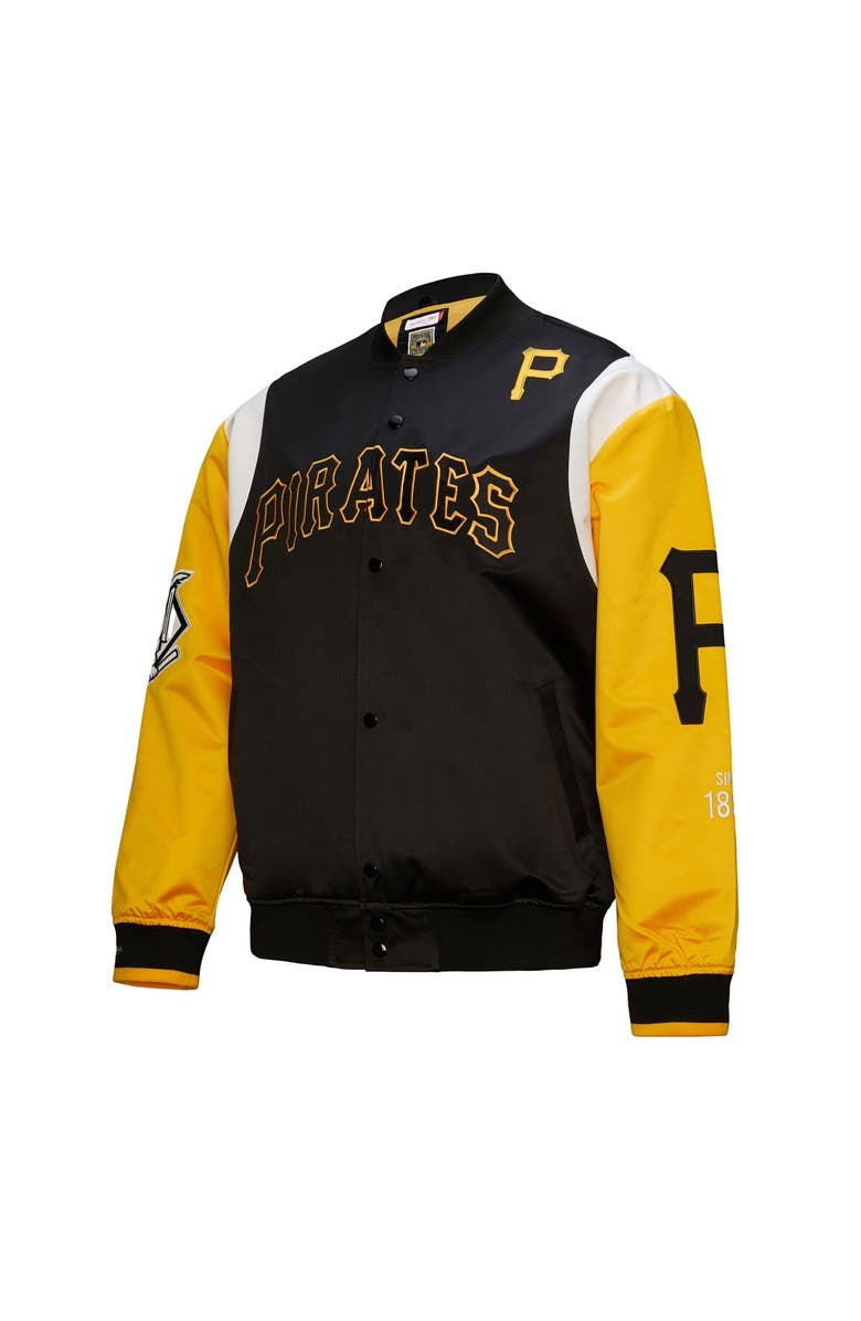 Mitchell & Ness Men's Mitchell & Ness Black/Gold Pittsburgh Pirates Cooperstown Collection Team Origins Satin Full-Snap Jacket, Alternate, color, Black
