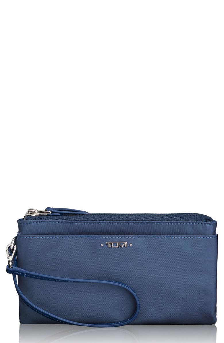 TUMI Voyageur Nylon Double Zip Wristlet, Main, color, Cadet