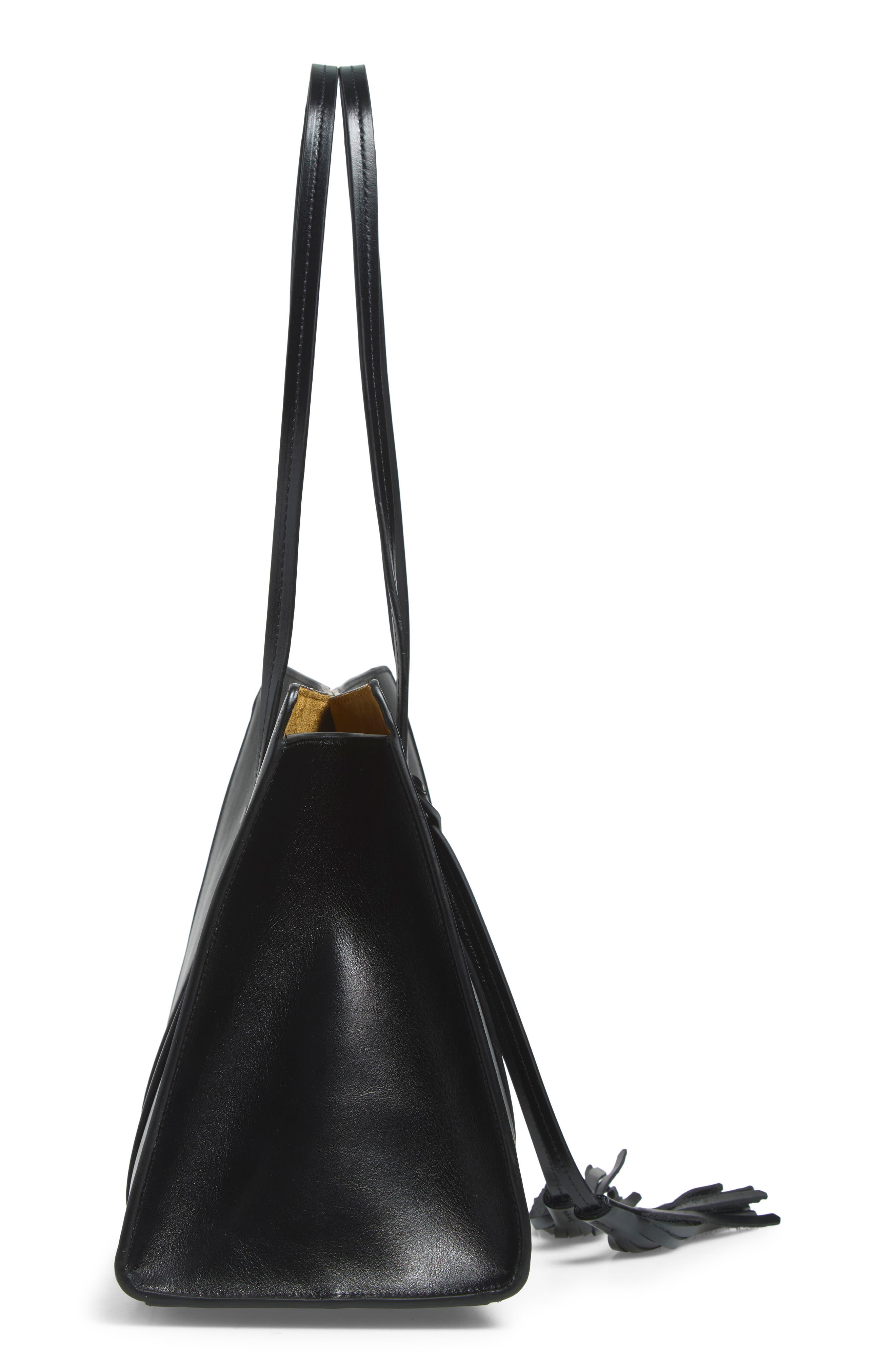 Elena Leather Tote Bag, Alternate, color, BLACK LEATHER