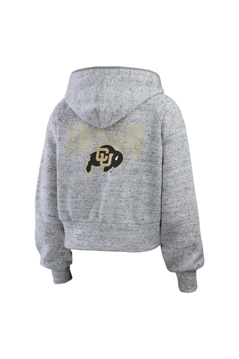Women's WEAR by Erin Andrews Heather Gray Colorado Buffaloes Wear Speckle Double-Hit Raglan Full-Zip Hoodie, Alternate, color, Heather Gray