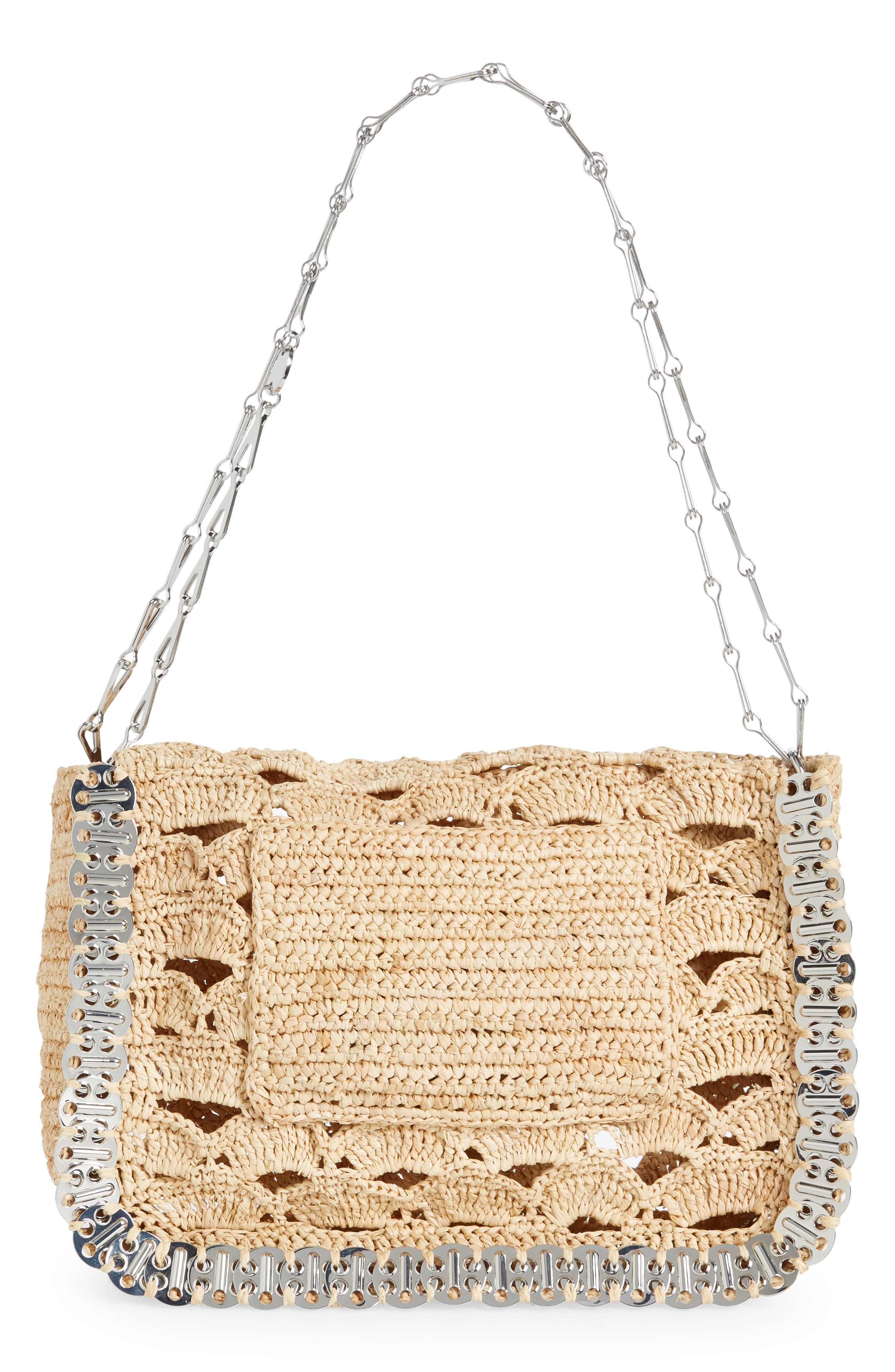 Rabanne Large Rabanne Raffia Messenger Bag, Alternate, color, 