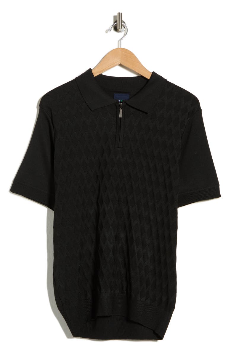 TOM BAINE Half Zip Knit Polo Sweater, Alternate, color, Black