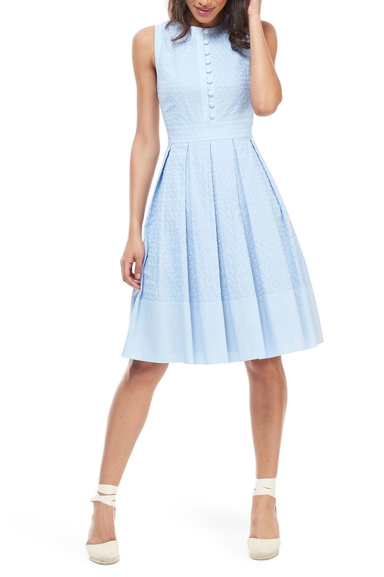 Ellen Fit & Flare Cotton Dress, Main, color, BLUE