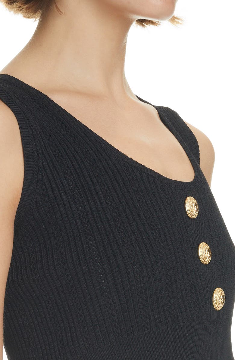 Balmain 3-Button Crop Sleeveless Sweater, Alternate, color, 
