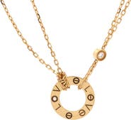 Pre-Owned Cartier 2 Diamonds Love Pendant Necklace 18K Yellow Gold and Diamonds