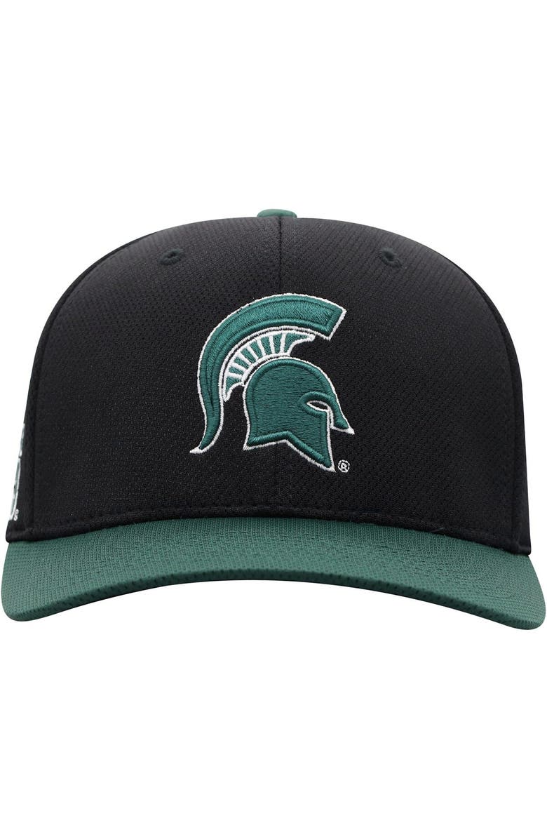 TOP OF THE WORLD Men's Top of the World Black/Green Michigan State Spartans Two-Tone Reflex Hybrid Tech Flex Hat, Alternate, color, Black