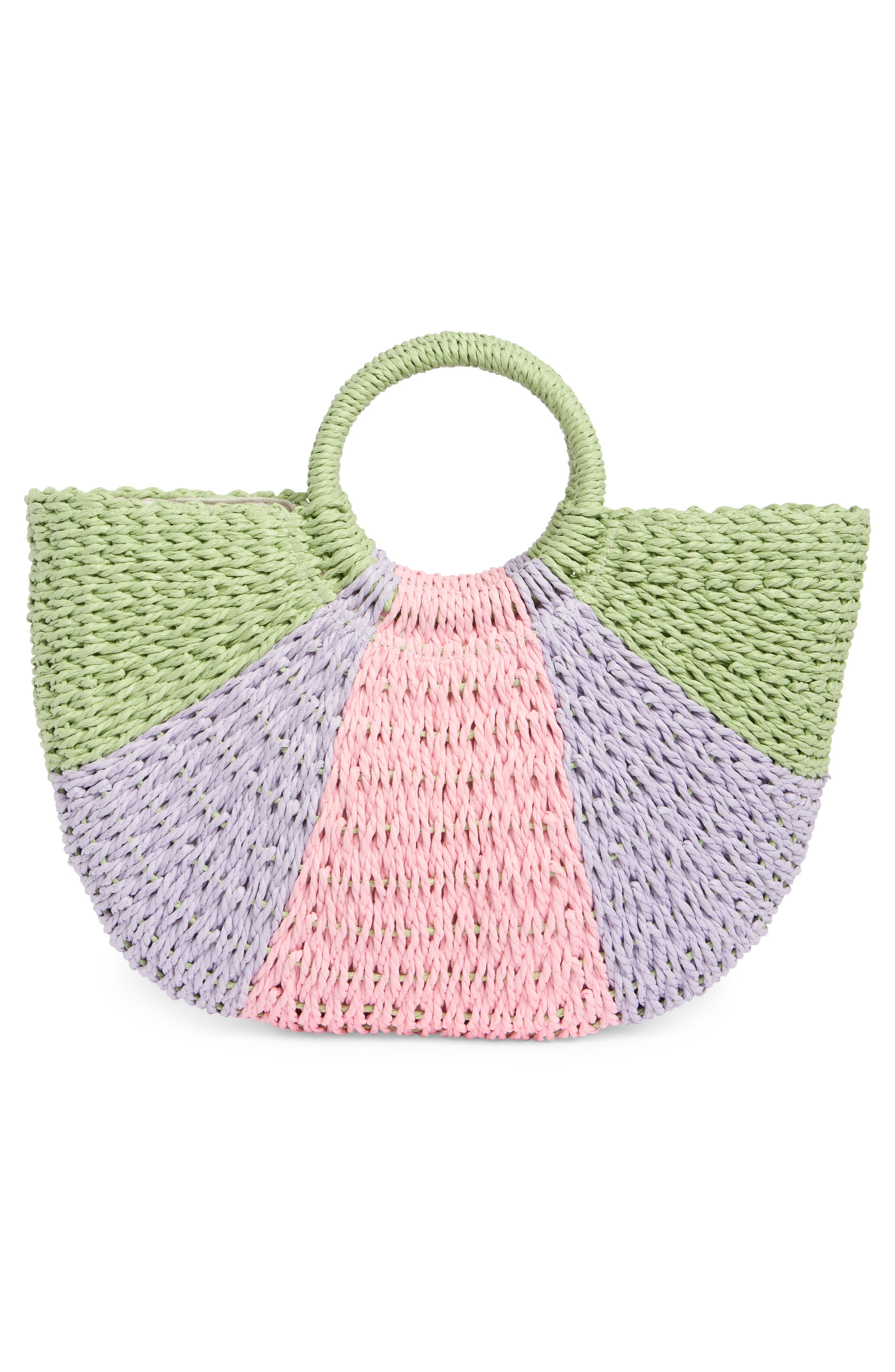 ALESSIA BIANCHI East/West Straw Tote, Alternate, color, Lilac Multi