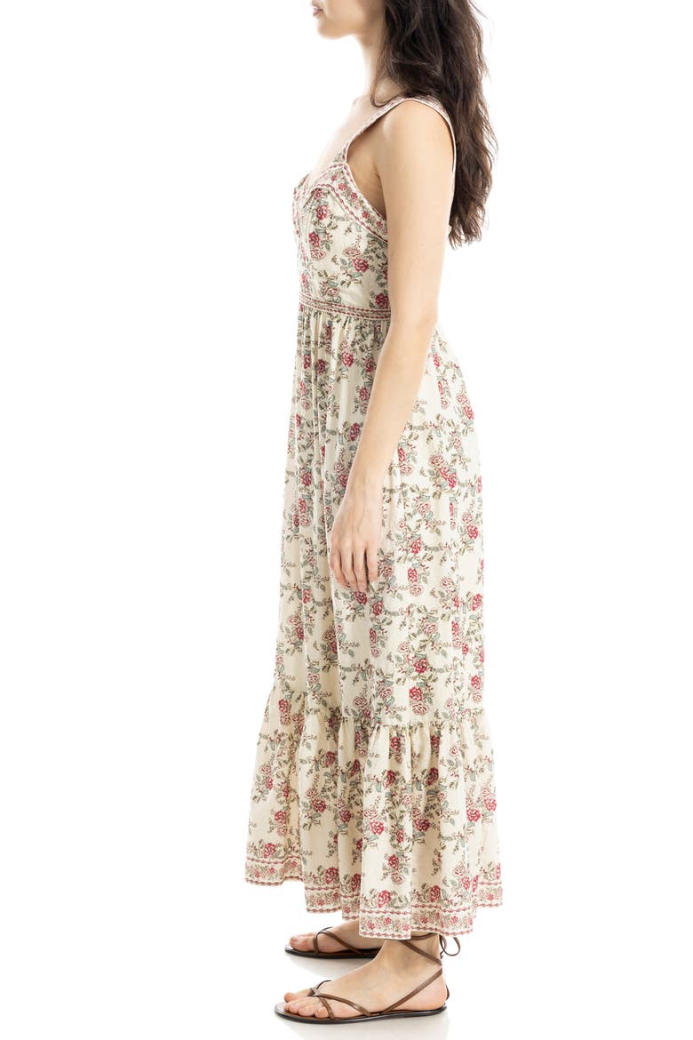 Floral Sleeveless Sweetheart Neck Maxi Dress, Alternate, color, CREAM/ RED PORCELAIN