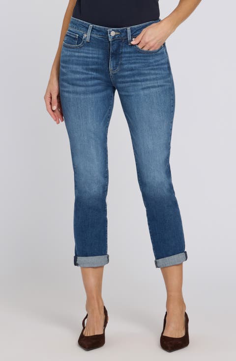 Sheri Cuffed Ankle Crop Slim Leg Jeans (Opera Blue) (Petite)