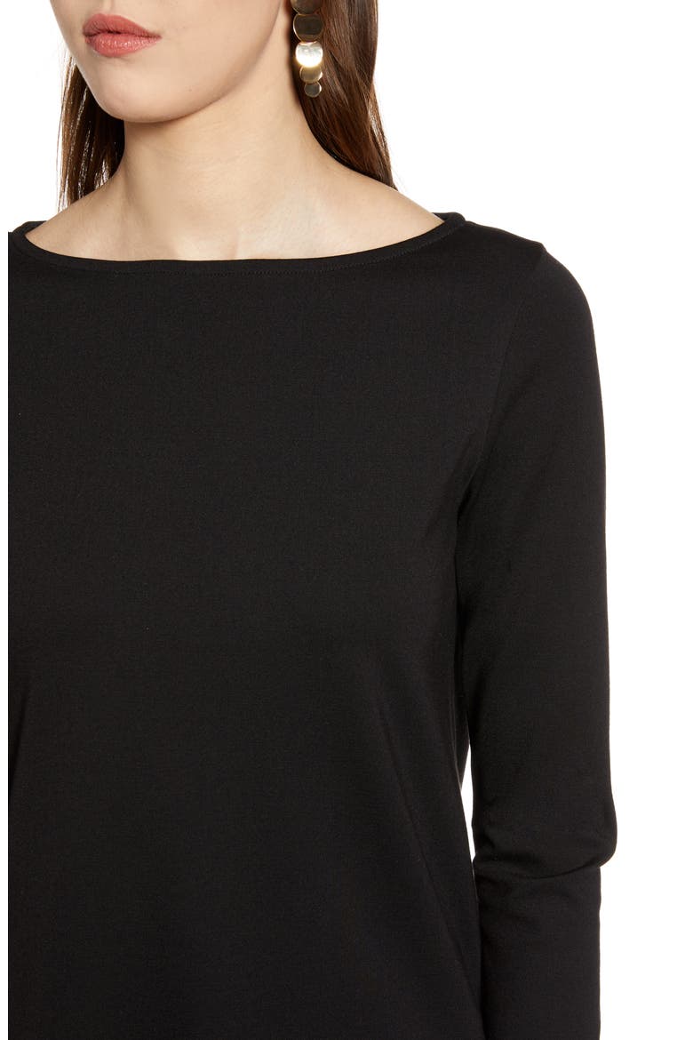 Boat Neck Ponte Knit Tunic, Alternate, color, BLACK