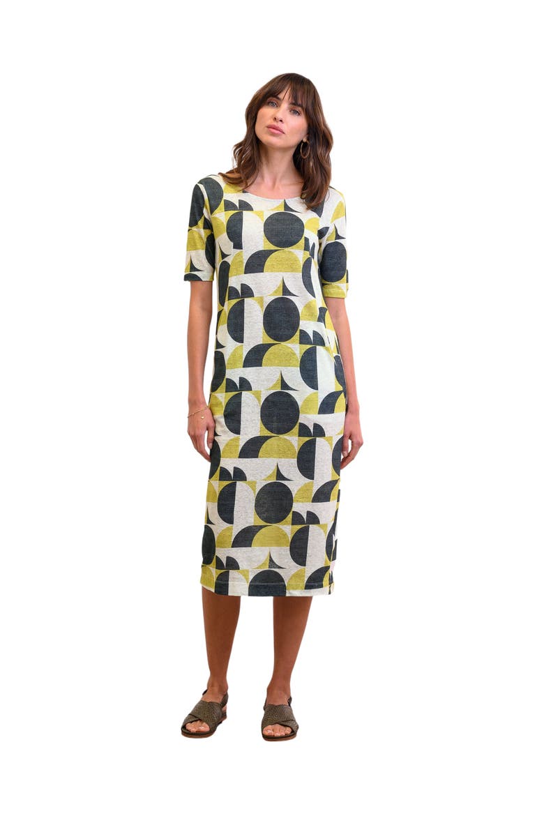 Linen Blend Button Back Midi Dress, Main, color, SLATE / FENNEL GEO