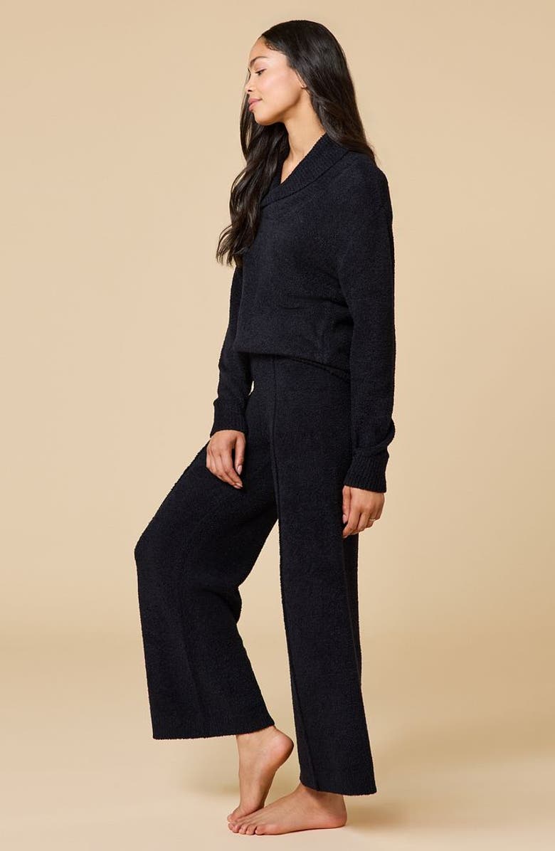 Softies Ultra-Marshmallow Shawl Collar with Pintuck Pant, Alternate, color, Black