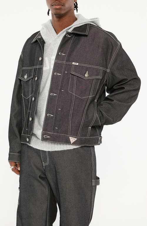 Guess Go Metallic Denim Trucker Jacket In Grey