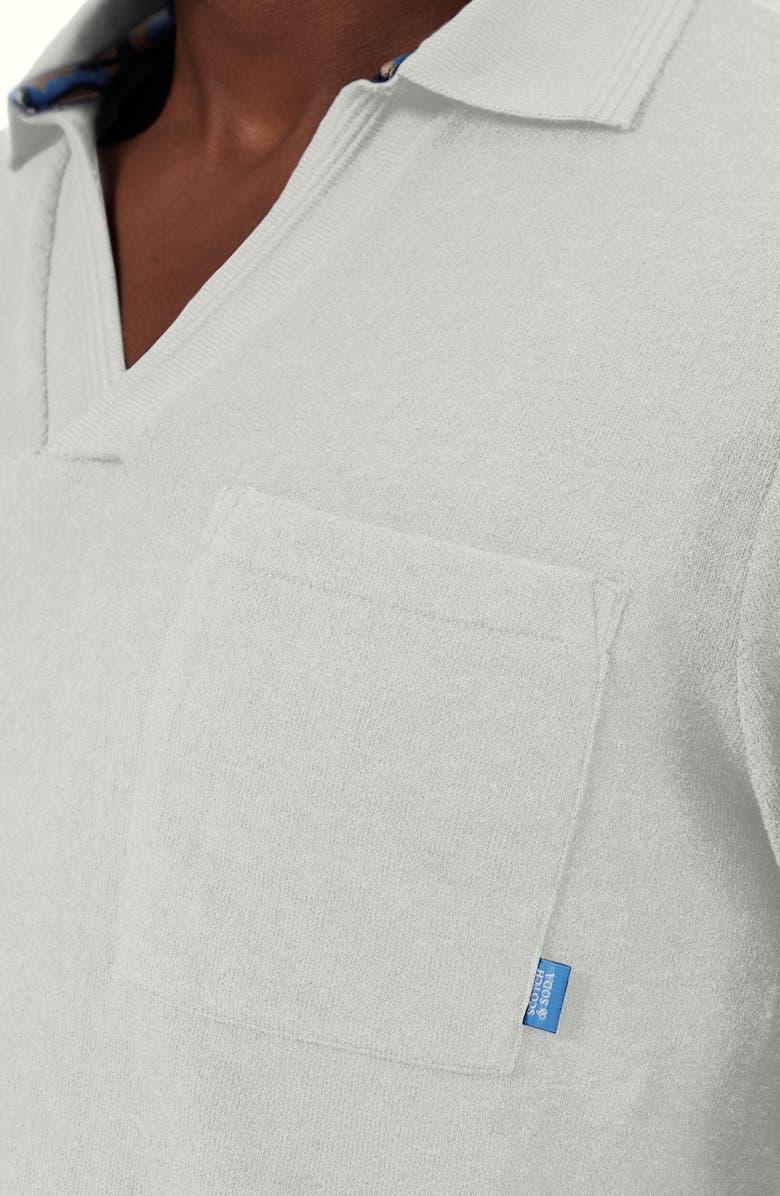 Scotch & Soda Relaxed Fit Long Sleeve Cotton Johnny Collar Polo, Alternate, color, Swan