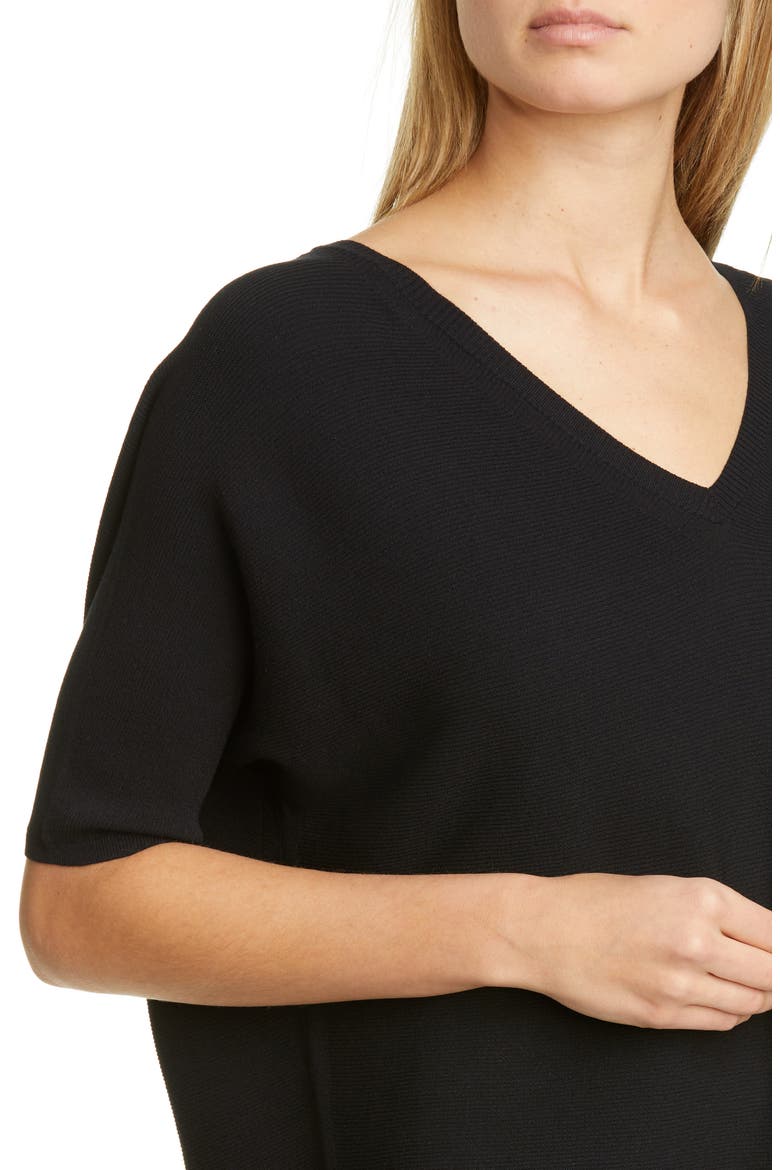 Dolman Sleeve Matte Crepe Sweater, Alternate, color, BLACK