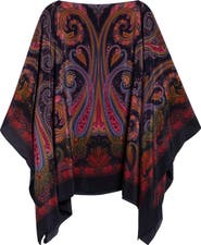 Etro Paisley Degradé Print Silk Poncho