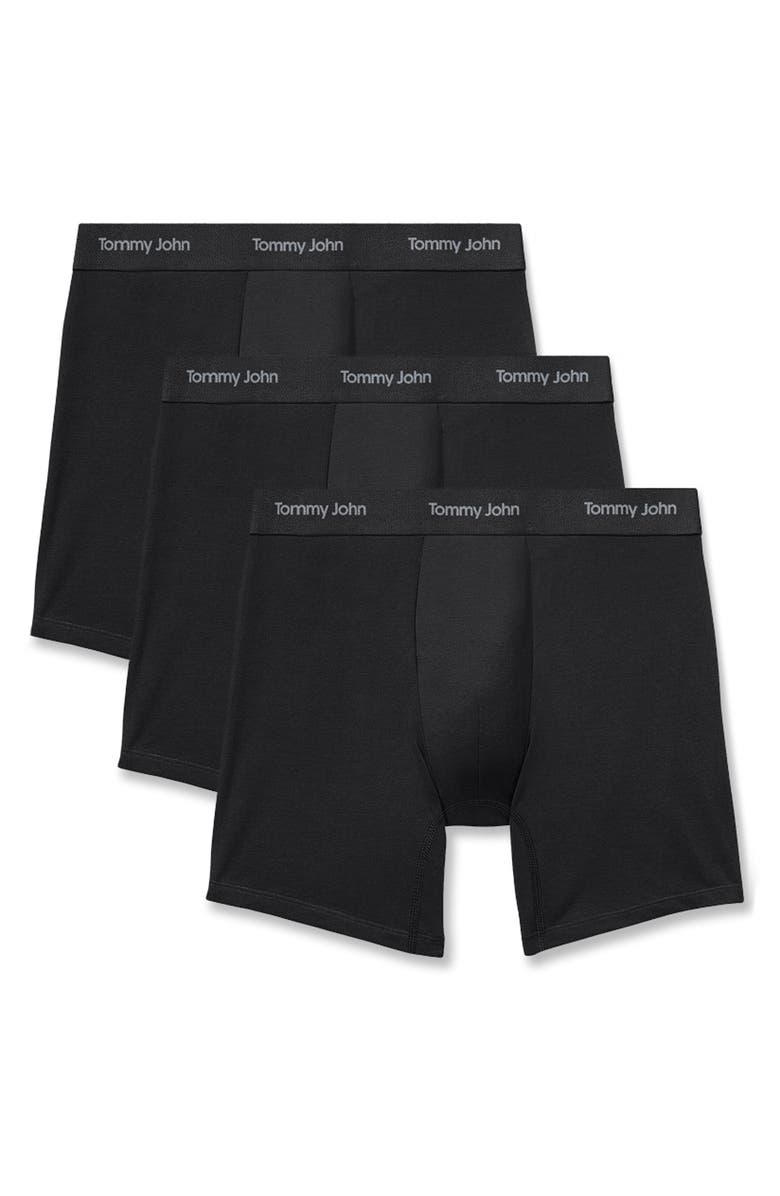 Tommy John Men's 3-Pack Essential Second Skin Modal Blend Boxer Briefs, Main, color, Black