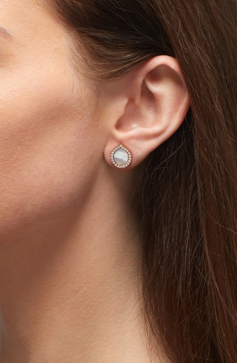 REPOSSI Antifer Pavè Diamond Stud Earrings, Alternate, color, Mother Of Pearl