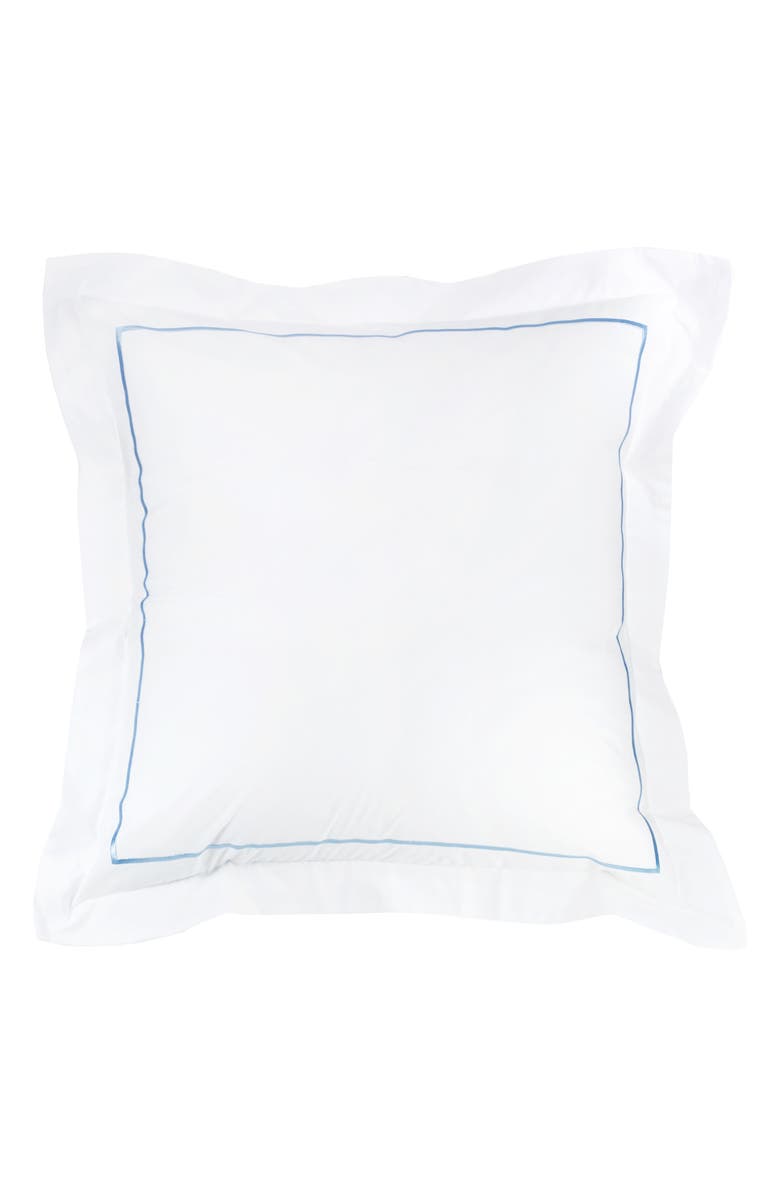 MELANGE HOME Set of 2 Single Embroidered Line 300 Thread Count 100% Cotton Euro Shams, Alternate, color, Blue