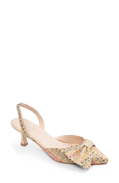 London Bow Pointed Toe Kitten Heel Pump (Women)