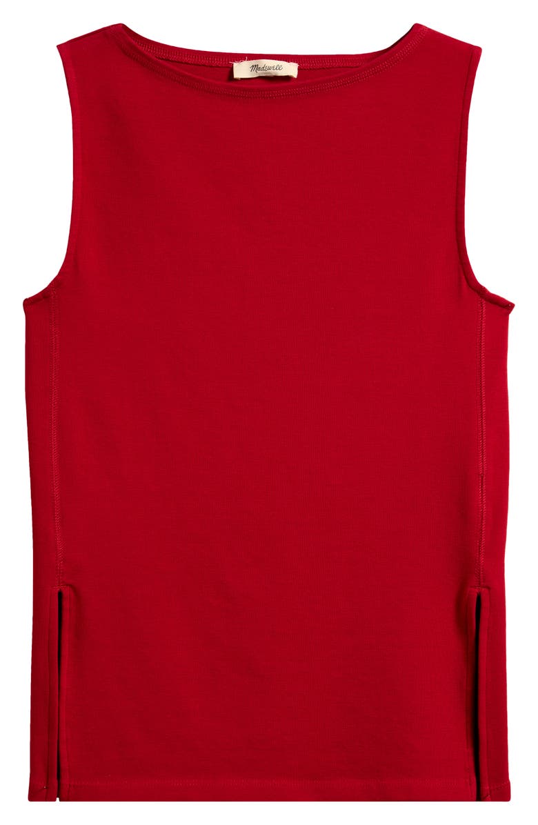 Madewell Sleeveless Boat Neck Side Slit T-Shirt, Alternate, color, Crimson