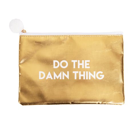 Do The Damn Thing Gold Cosmetic Bag Polyester Gold