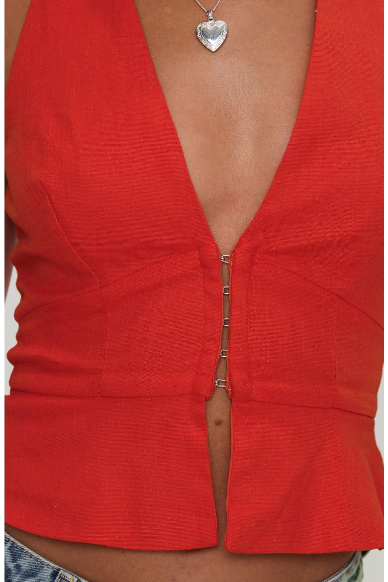 Pleasing Peplum Halter Top, Alternate, color, RED