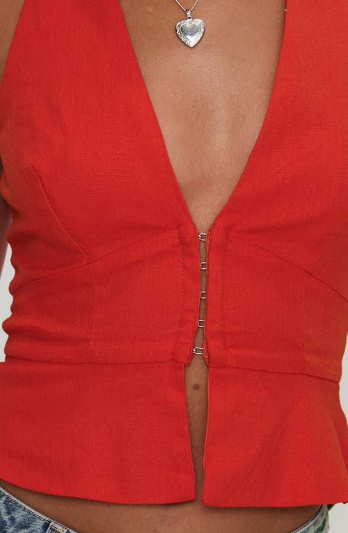 Shop Princess Polly Pleasing Peplum Halter Top In Red