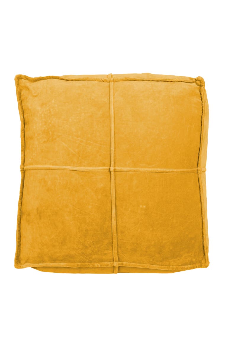 Square Cotton Velvet Pouf Seat, Goldenrod Yellow, Alternate, color, Yellow