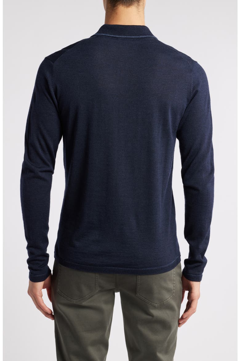 Roman Long Sleeve Merino Wool Sweater Polo, Alternate, color, NAVY