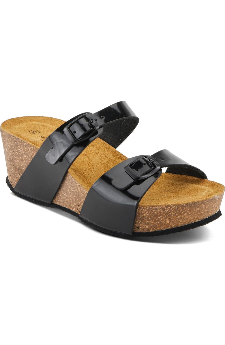 Spring Step Bynum Platform Wedge Slide Sandal, Main, color, Black Patent