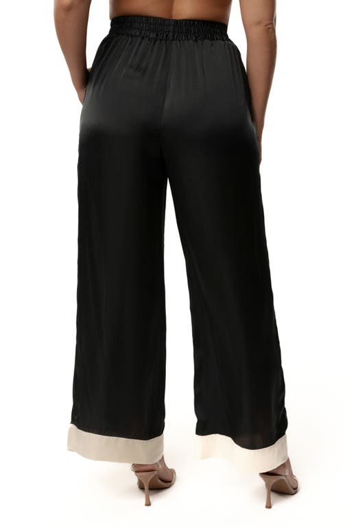 Jluxlabel Jet Set Satin Wide Leg Pants In Black