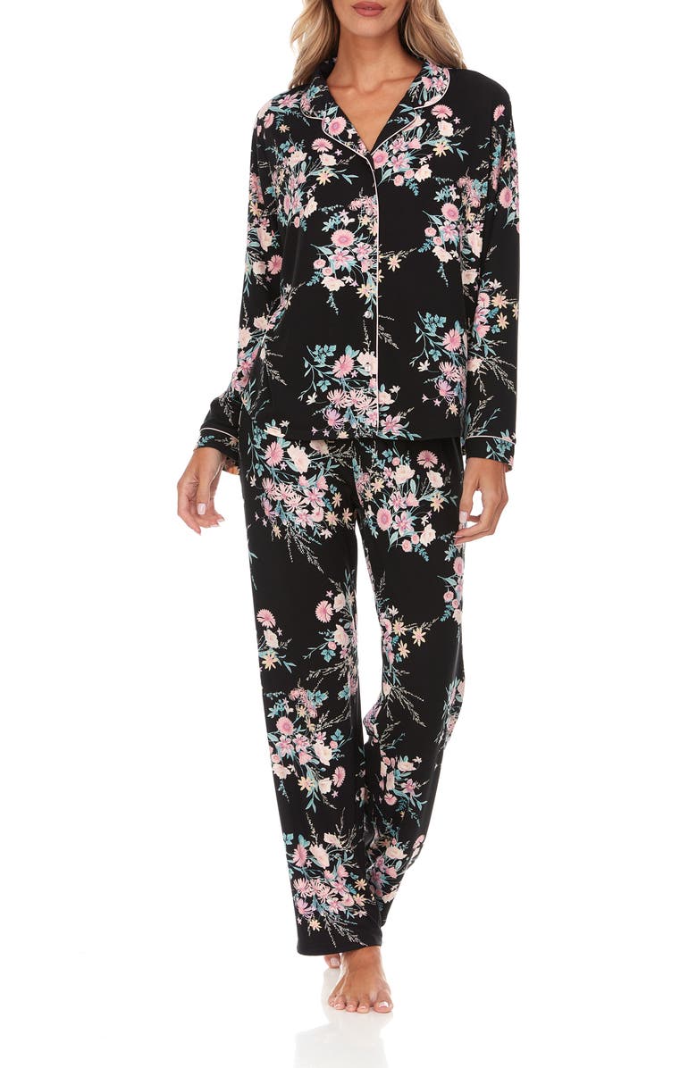 Flora Nikrooz Lindsey Floral Long Sleeve Top & Pants Pajamas, Alternate, color,