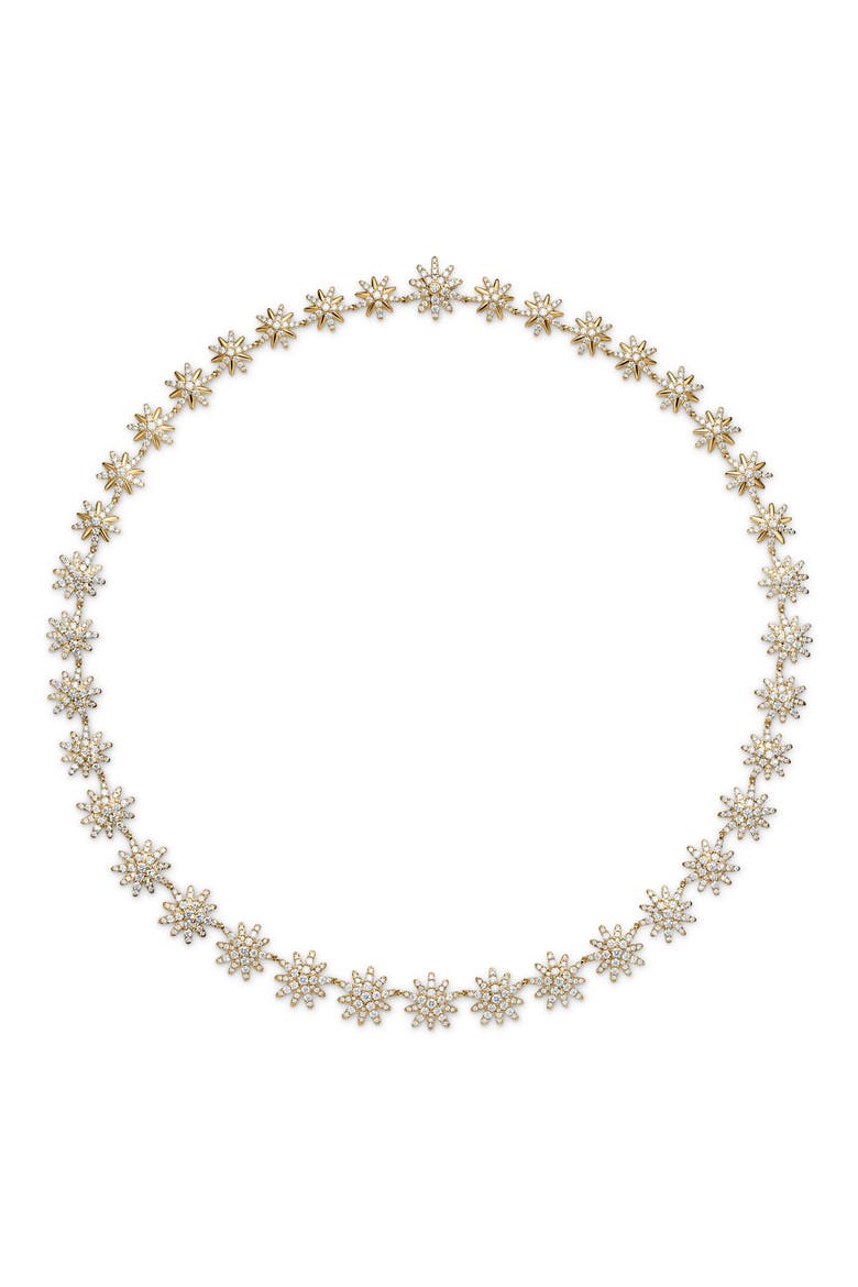 Starburst Tennis Necklace, 18K Yellow Gold with Diamonds, 12.5mm, Alternate, color, GOLD