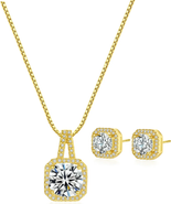 DLORIA Ariana Gold Halo Necklace and Stud Earring Set