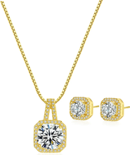 DLORIA Ariana Gold Halo Necklace and Stud Earring Set