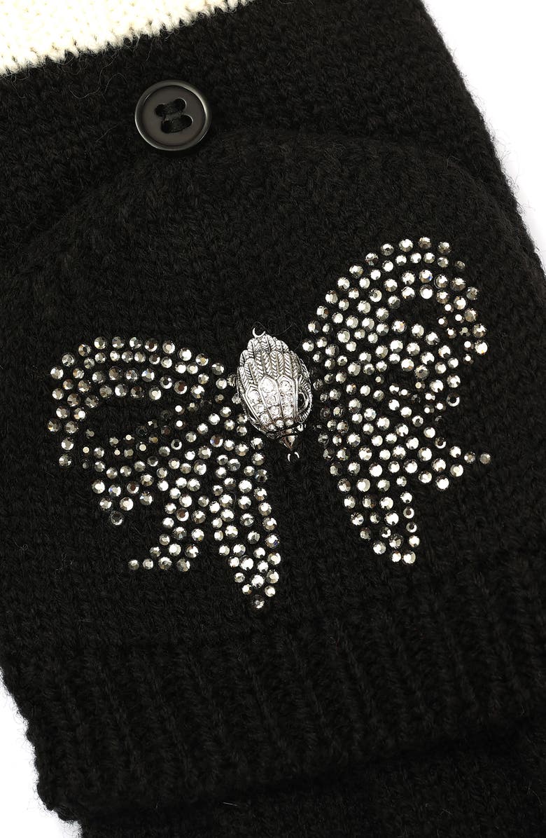 Kurt Geiger London Eagle Head Crystal Embellished Convertible Mittens, Alternate, color, Black Bone