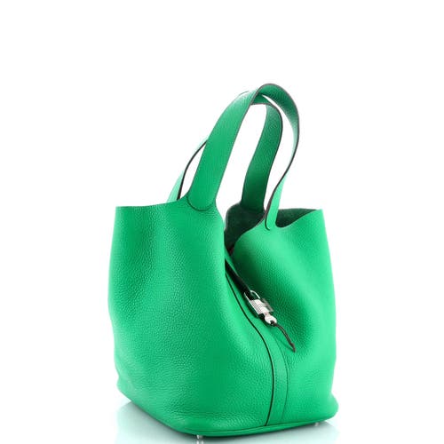 Pre-owned Hermes Hermes Picotin Lock Bag Clemence Gm In Green