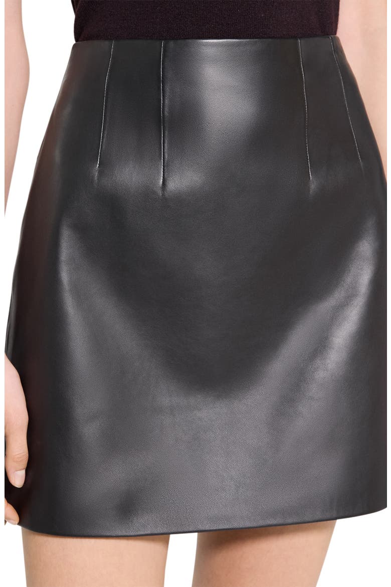 Darted Leather Miniskirt, Alternate, color, BLACK