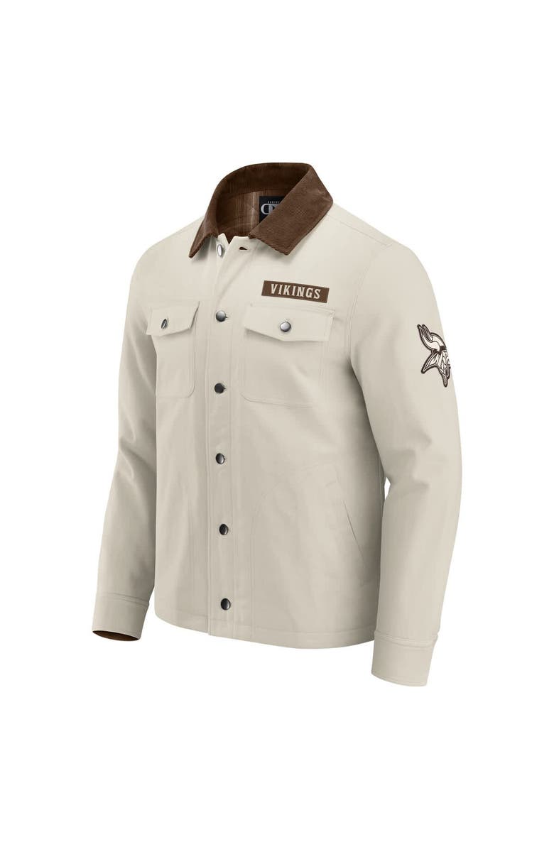 Darius Rucker Collection by Fanatics Men
s NFL x Darius Rucker Collection by Fanatics Tan Minnesota Vikings Midweight Canvas Full-Button Jacket, Alternate, color, Tan