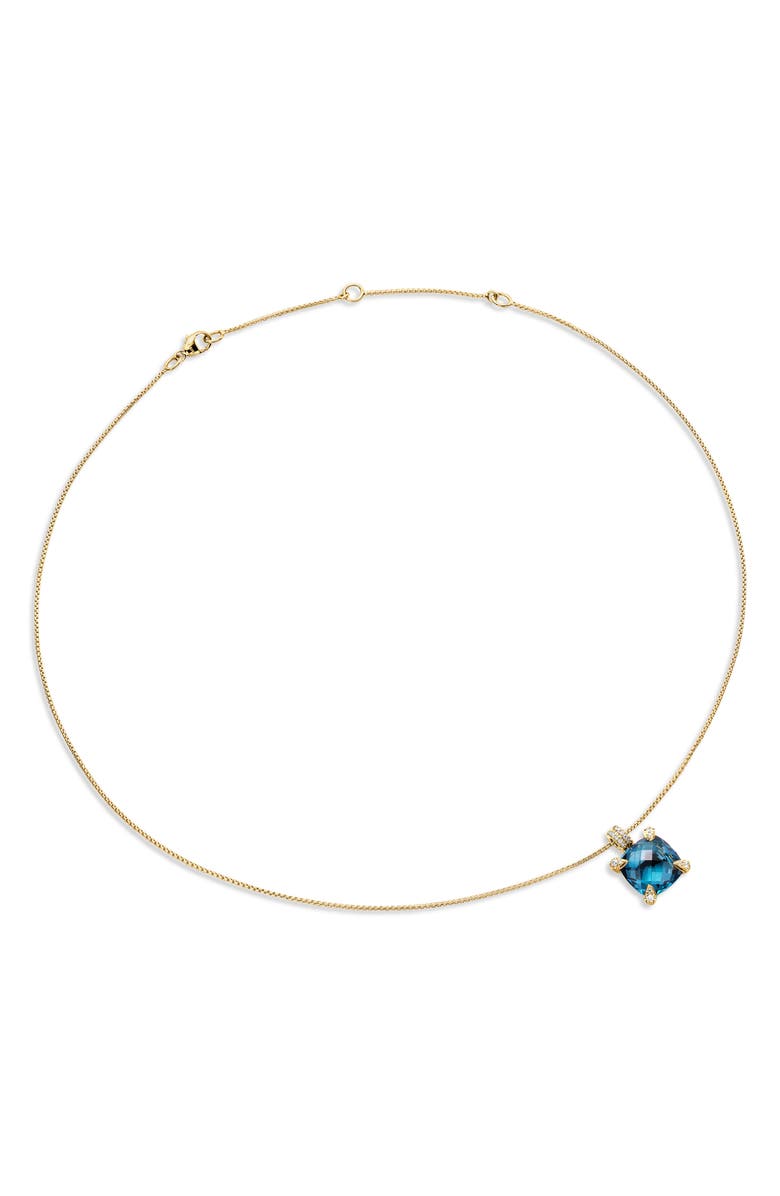 David Yurman Châtelaine Pendant Necklace with Diamonds, Alternate, color, Hampton Blue Topaz