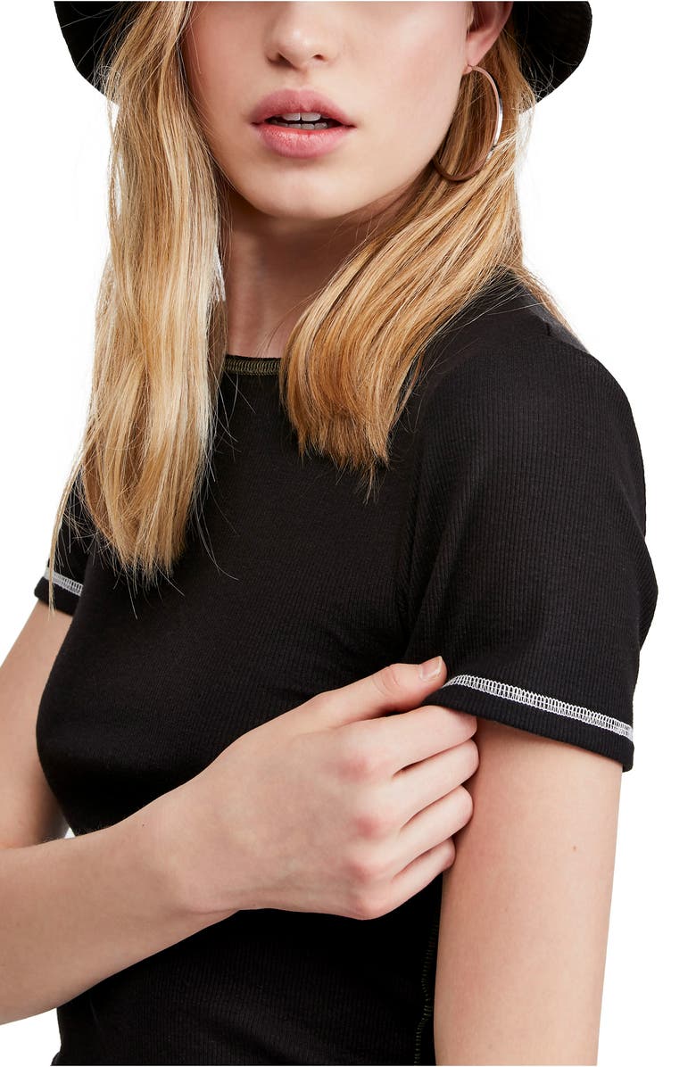 BDG Urban Outfitters Contrast Stitch Ribbed Baby Tee, Alternate, color, 