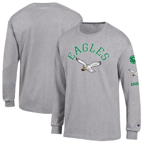 Men's Champion Heather Gray Philadelphia Eagles Long Sleeve Vintage Jersey T-Shirt