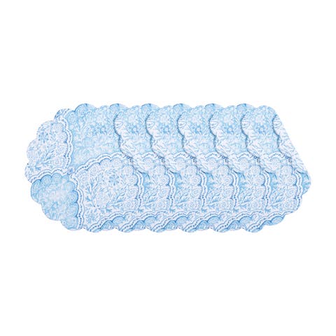 Chinoiserie Coast Reversible Machine Washable Round Quilt Placemats Set of 6