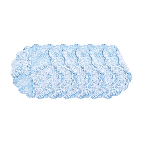 C & F Home C&f Home Chinoiserie Coast Reversible Machine Washable Round Quilt Placemats Set Of 6 In Blue