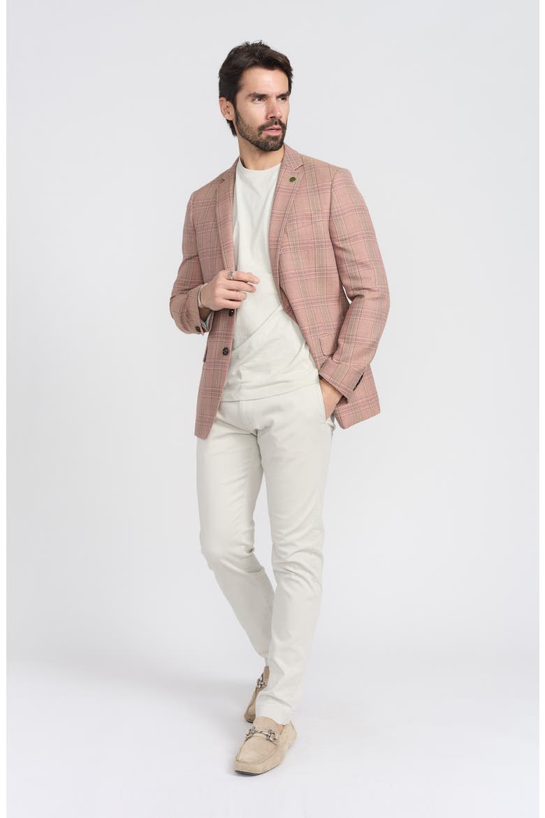 Plaid Wool Blend Sport Coat, Alternate, color, PEACH