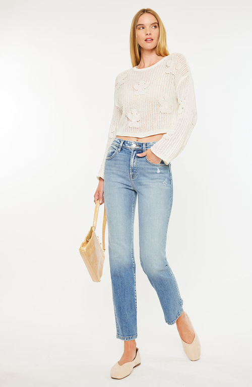 Kancan Premier Ellie Premier High Rise Straight Jeans In Medium Wash