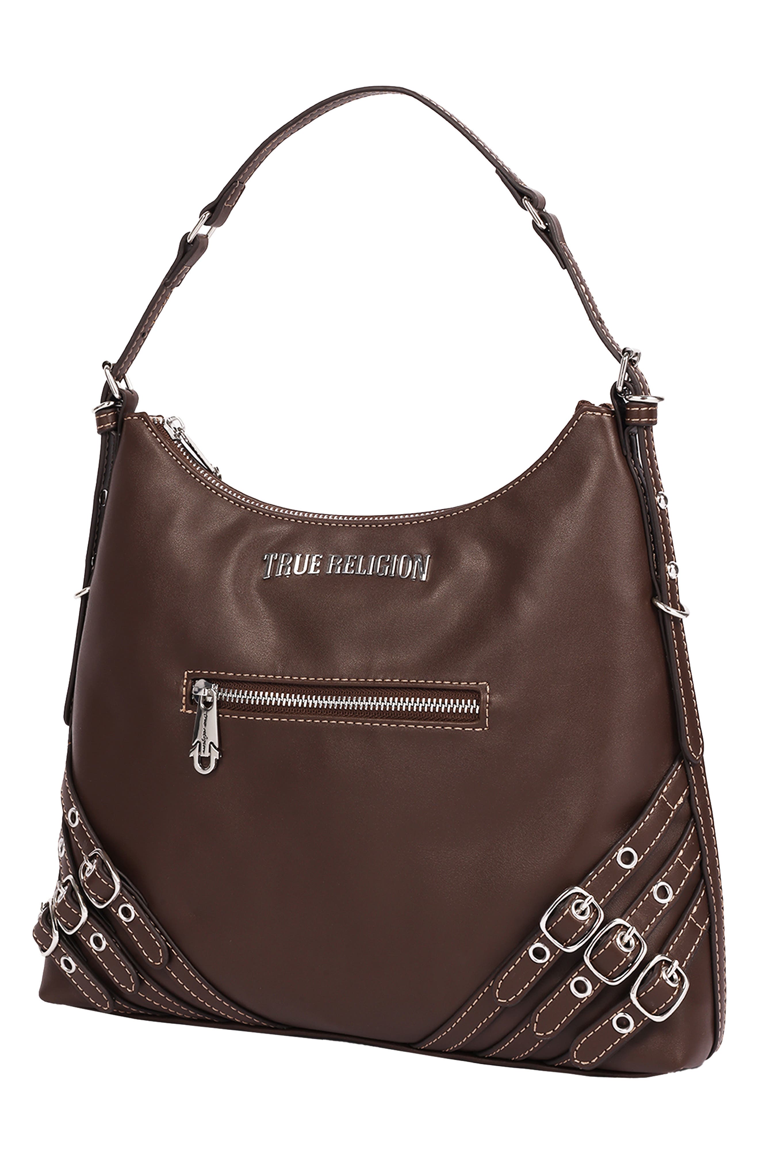 Large Triple Strap Faux Leather Hobo, Alternate, color, CHOCOLATE