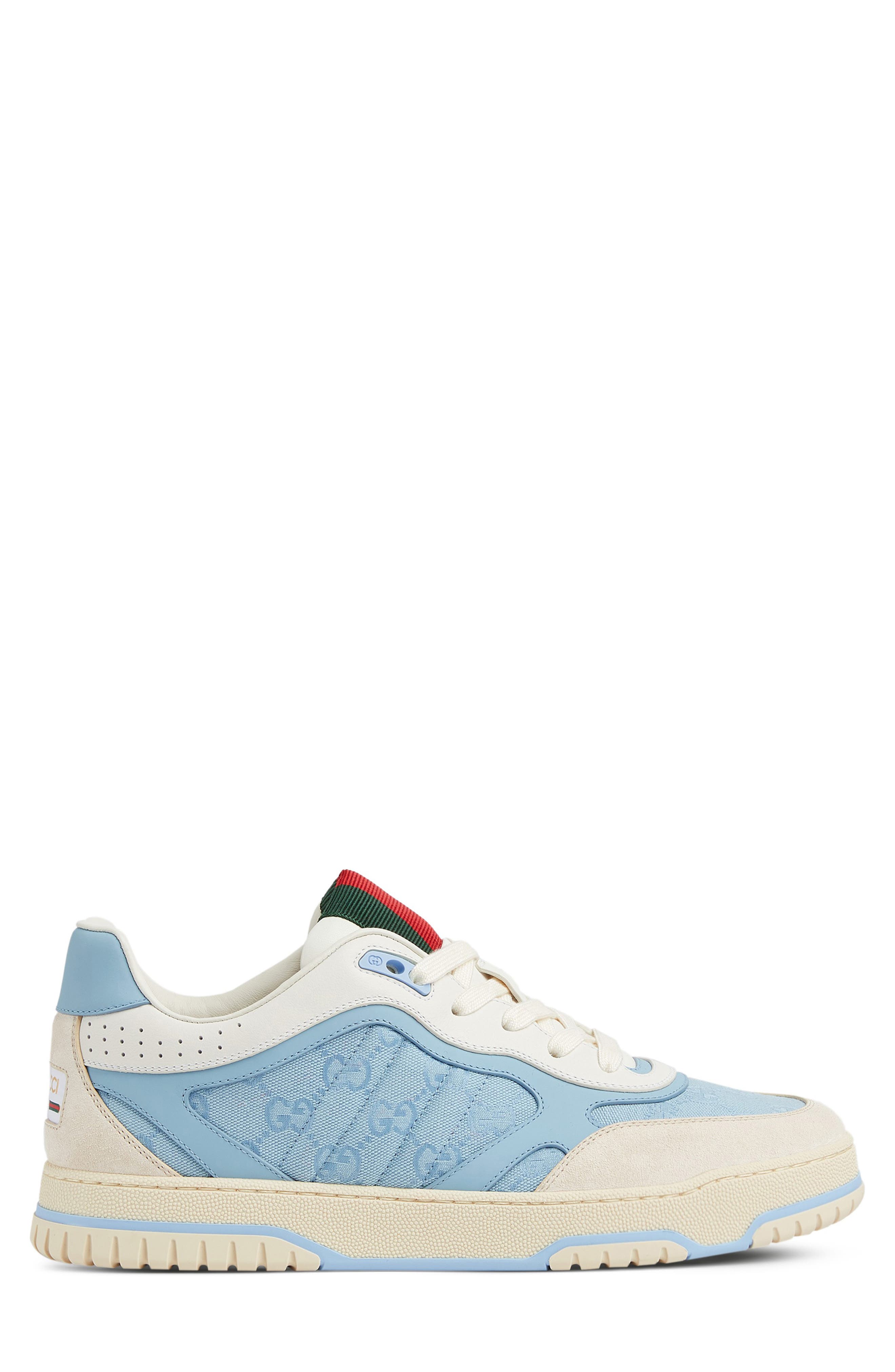 Gucci Re-Web Mixed Media Sneaker, Alternate, color, Light Blue