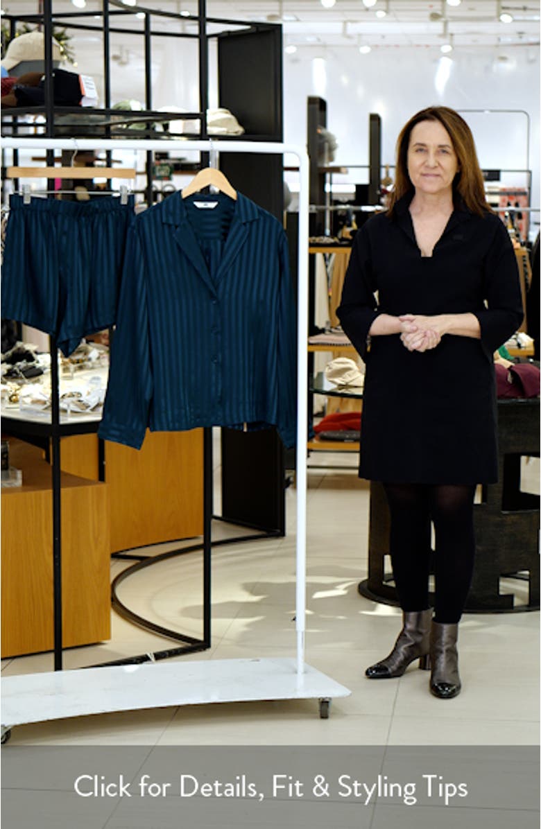 Stripe Washable Silk Button-Up Short Pajamas, sales video thumbnail